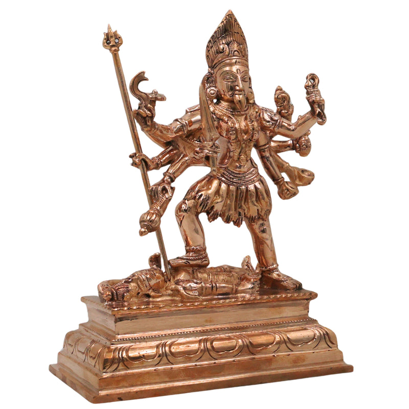 Bronze Mahakali Idol, Adi Shakti Kali Mata Murti, Handcrafted Chola Style Statue for Pooja, Temple, Home Decor & Gifting, Gold, 8 Inch, 1 Piece