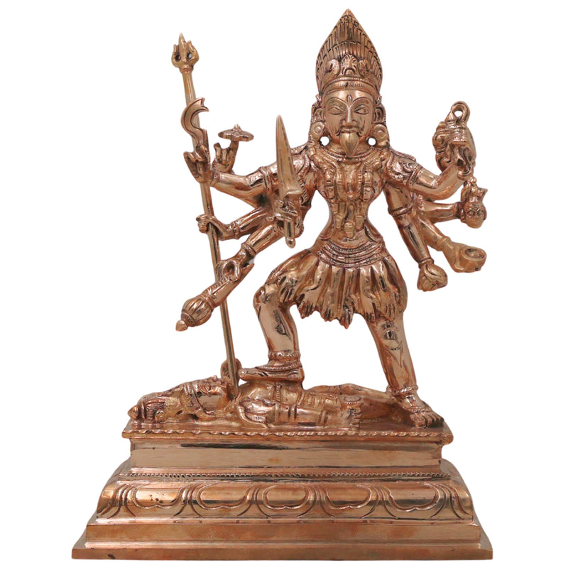 Bronze Mahakali Idol, Adi Shakti Kali Mata Murti, Handcrafted Chola Style Statue for Pooja, Temple, Home Decor & Gifting, Gold, 8 Inch, 1 Piece