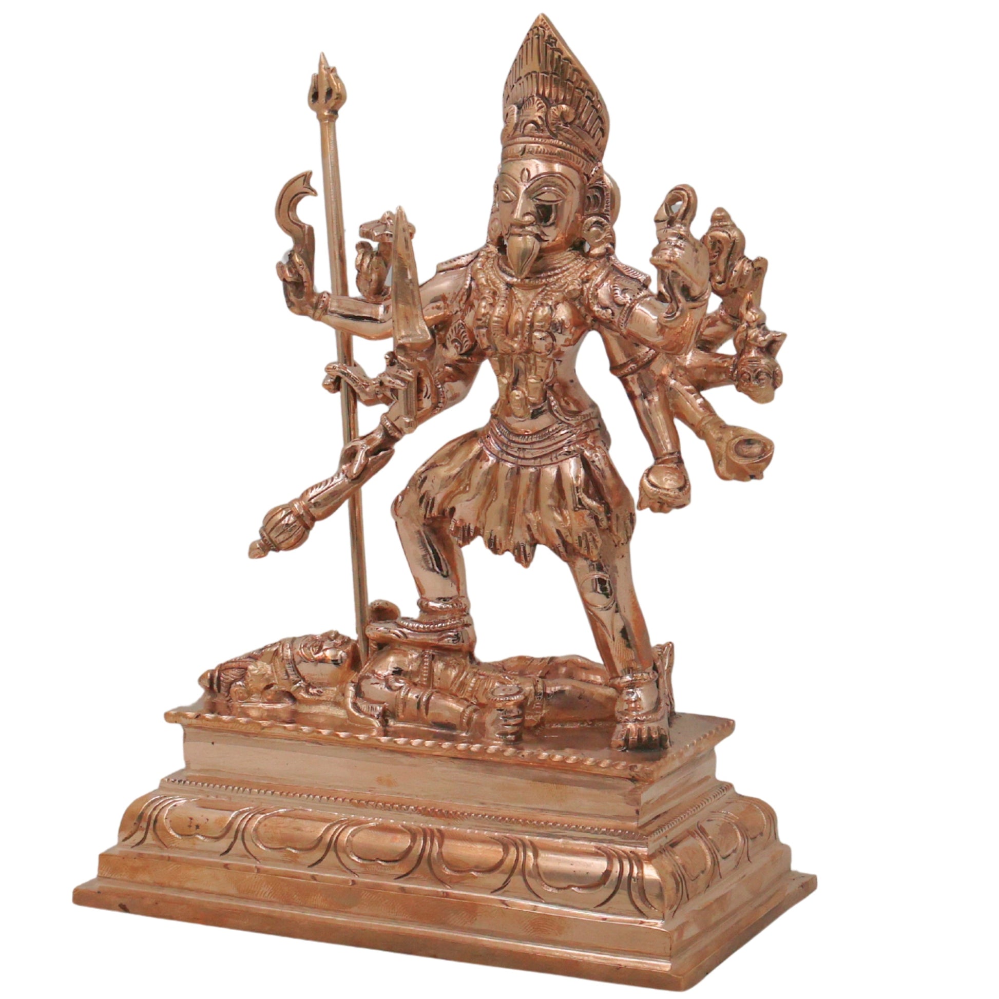 Bronze Mahakali Idol, Adi Shakti Kali Mata Murti, Handcrafted Chola Style Statue for Pooja, Temple, Home Decor & Gifting, Gold, 8 Inch, 1 Piece