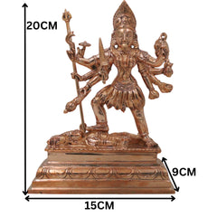 Bronze Mahakali Idol, Adi Shakti Kali Mata Murti, Handcrafted Chola Style Statue for Pooja, Temple, Home Decor & Gifting, Gold, 8 Inch, 1 Piece