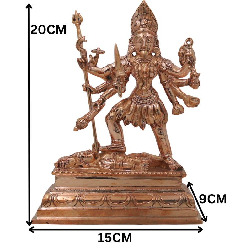 Bronze Mahakali Idol, Adi Shakti Kali Mata Murti, Handcrafted Chola Style Statue for Pooja, Temple, Home Decor & Gifting, Gold, 8 Inch, 1 Piece