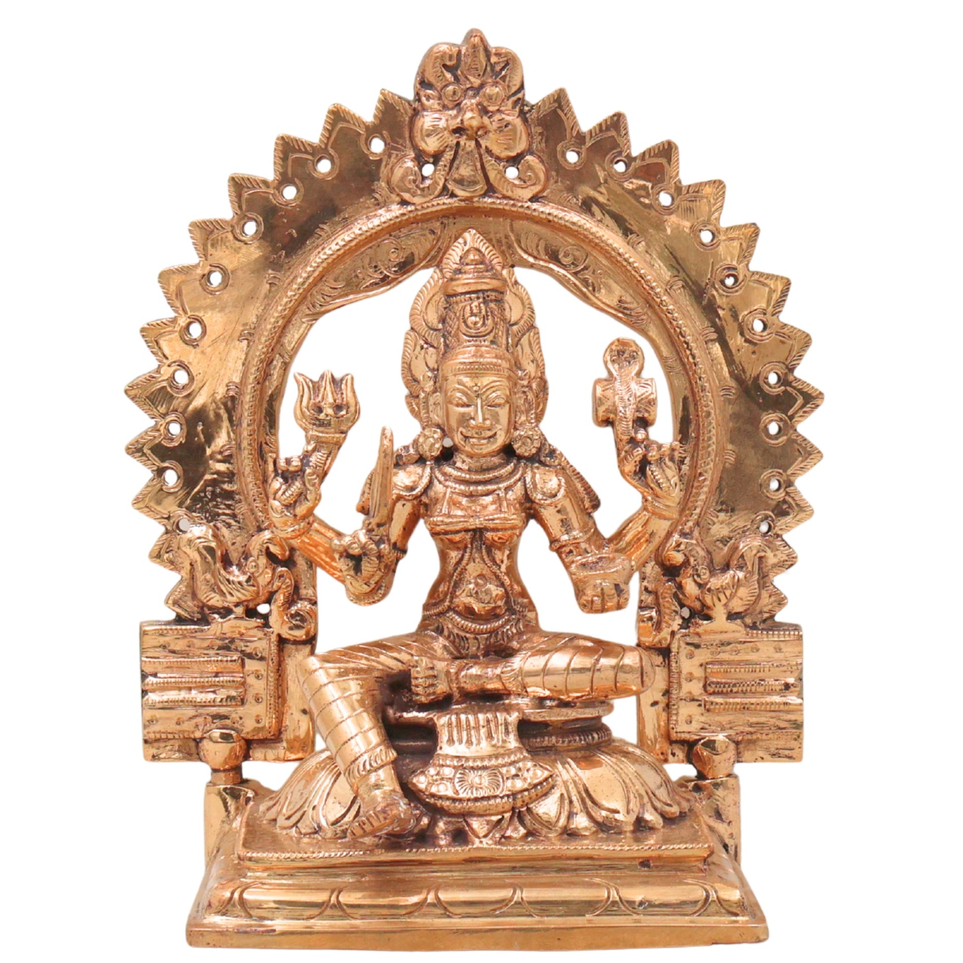 Bronze Mariamman Idol, Mari Amman Devi Murti, Handcrafted Chola Style Statue for Pooja, Home Decor & Gifting, Gold, 7.5 Inch, 1 Piece