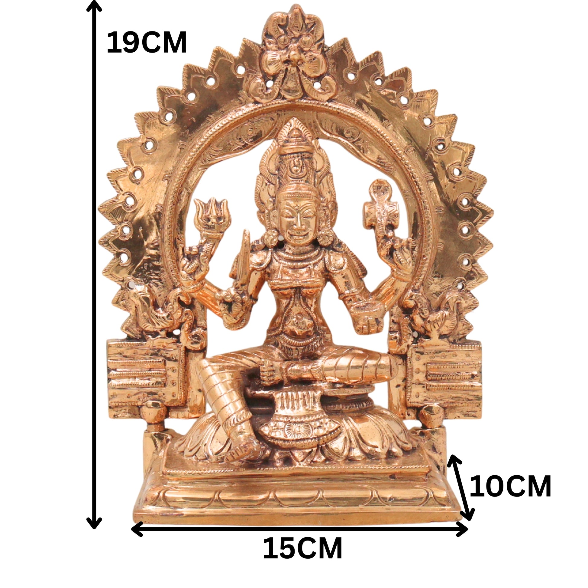 Bronze Mariamman Idol, Mari Amman Devi Murti, Handcrafted Chola Style Statue for Pooja, Home Decor & Gifting, Gold, 7.5 Inch, 1 Piece