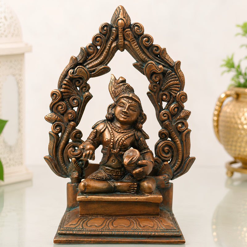 Bronze Laddu Gopal Idol, Bal Krishna Murti for Pooja, Home Temple Decor & Spiritual Gifting, Brown, 6 Inch, 1 Piece