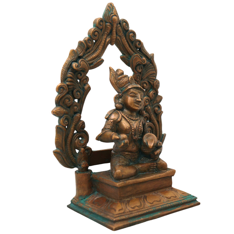 Bronze Laddu Gopal Idol, Bal Krishna Murti for Pooja, Home Temple Decor & Spiritual Gifting, Brown, 6 Inch, 1 Piece