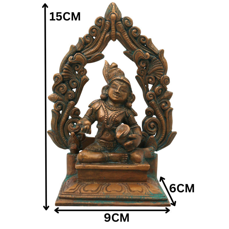 Bronze Laddu Gopal Idol, Bal Krishna Murti for Pooja, Home Temple Decor & Spiritual Gifting, Brown, 6 Inch, 1 Piece