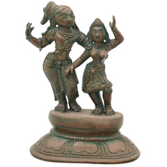 Bronze Radha Krishna Idol Handcrafted Murti for Pooja, Home Decor, Temple, Spiritual Gifting, Brown, 6 Inch, 1 Piece