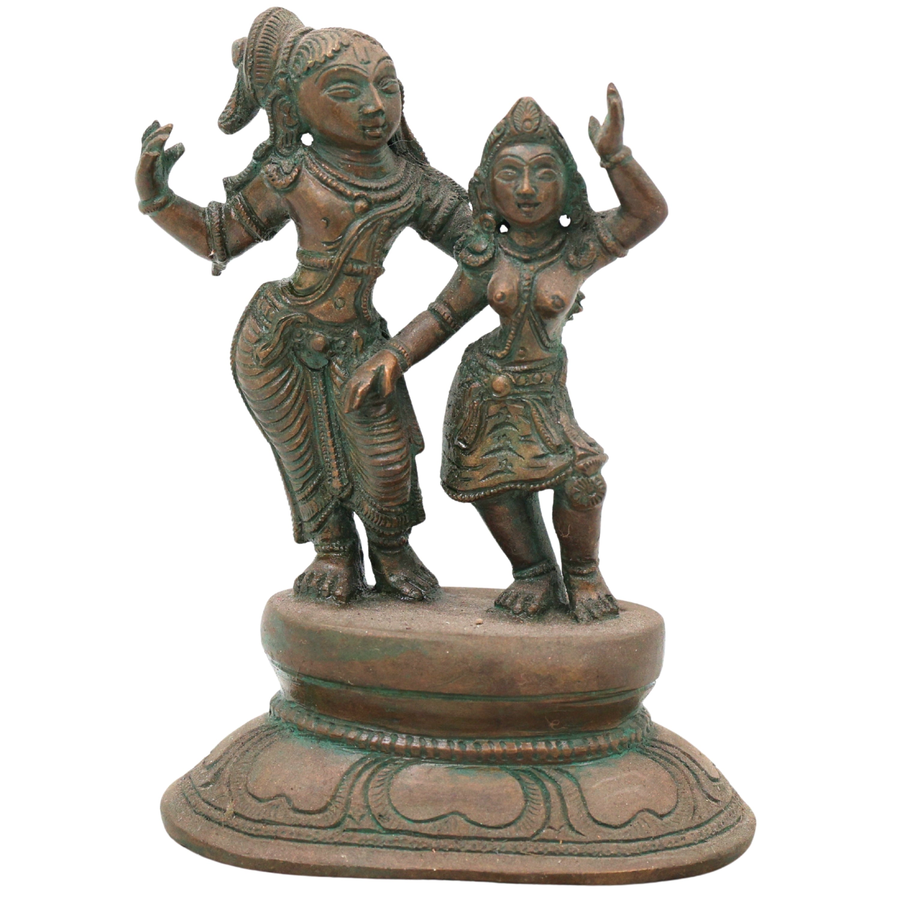 Bronze Radha Krishna Idol Handcrafted Murti for Pooja, Home Decor, Temple, Spiritual Gifting, Brown, 6 Inch, 1 Piece