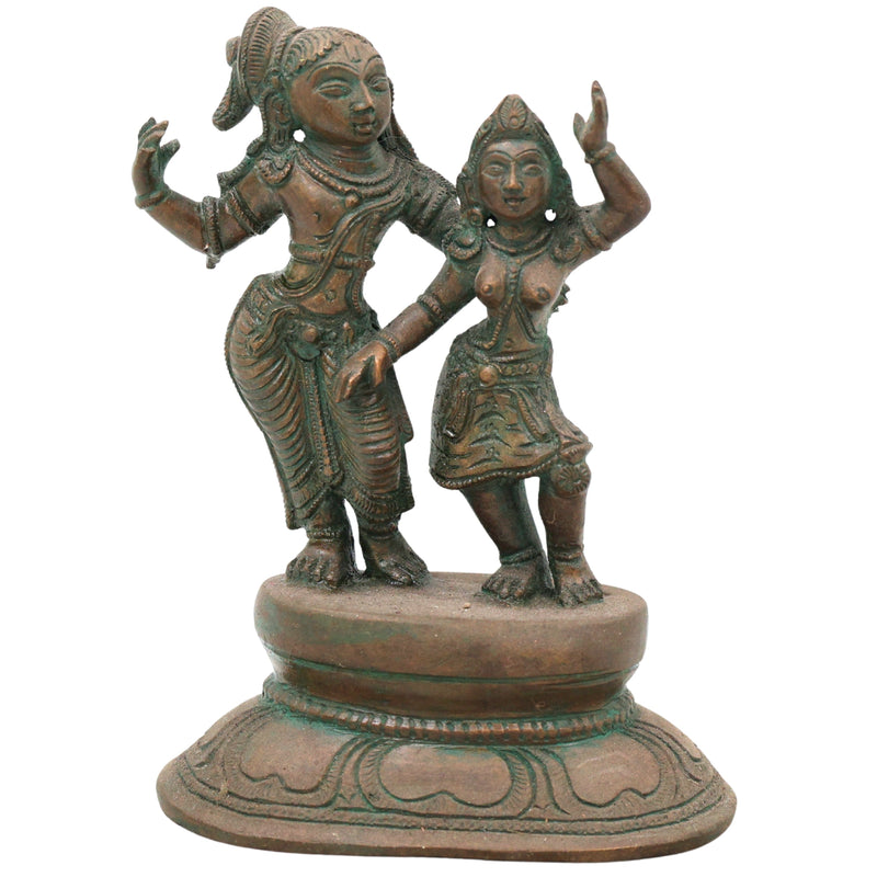 Bronze Radha Krishna Idol Handcrafted Murti for Pooja, Home Decor, Temple, Spiritual Gifting, Brown, 6 Inch, 1 Piece