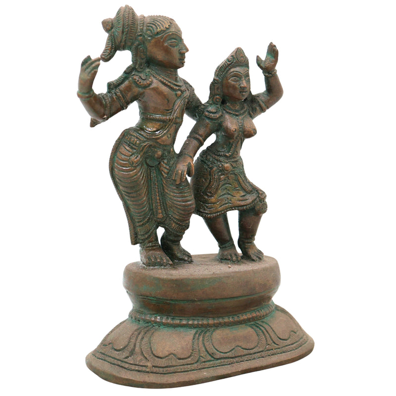 Bronze Radha Krishna Idol Handcrafted Murti for Pooja, Home Decor, Temple, Spiritual Gifting, Brown, 6 Inch, 1 Piece