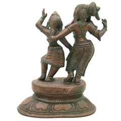 Bronze Radha Krishna Idol Handcrafted Murti for Pooja, Home Decor, Temple, Spiritual Gifting, Brown, 6 Inch, 1 Piece