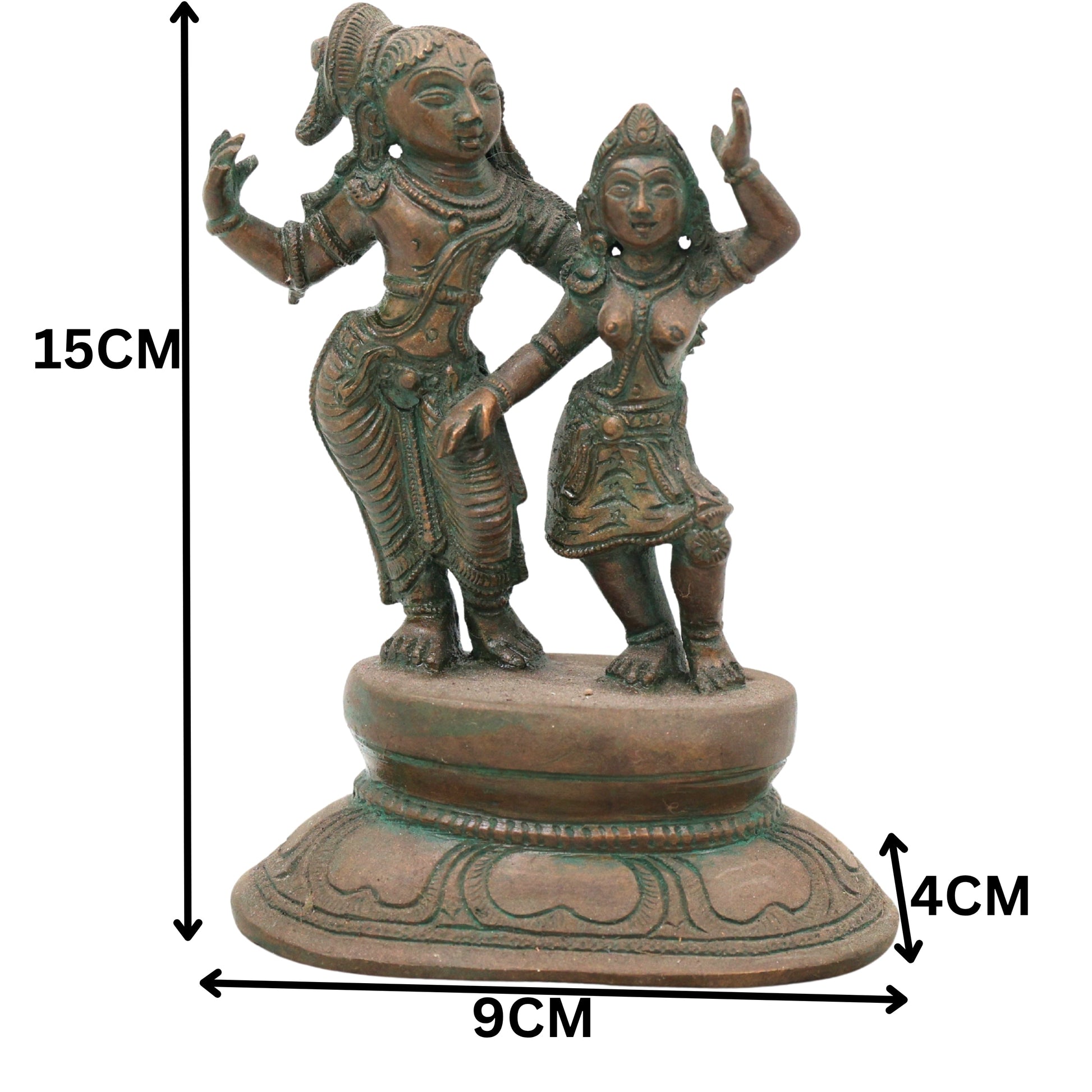 Bronze Radha Krishna Idol Handcrafted Murti for Pooja, Home Decor, Temple, Spiritual Gifting, Brown, 6 Inch, 1 Piece