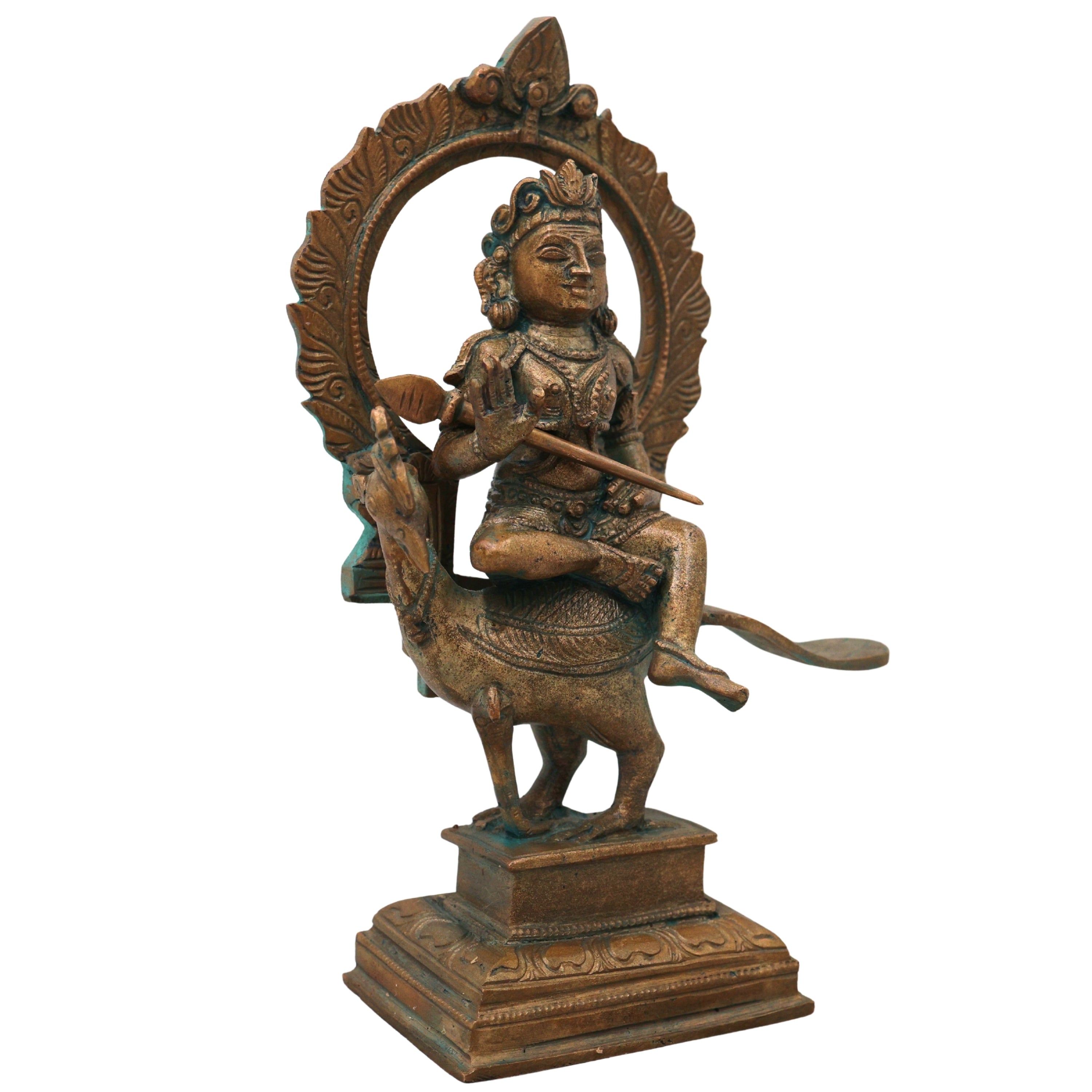 Bronze Murugan on Peacock Idol, Lord Subramanya Kartikeya Statue for Pooja, Home Decor, Gifting, Handcrafted Chola Style, Brown, 8 Inch, 1 Piece