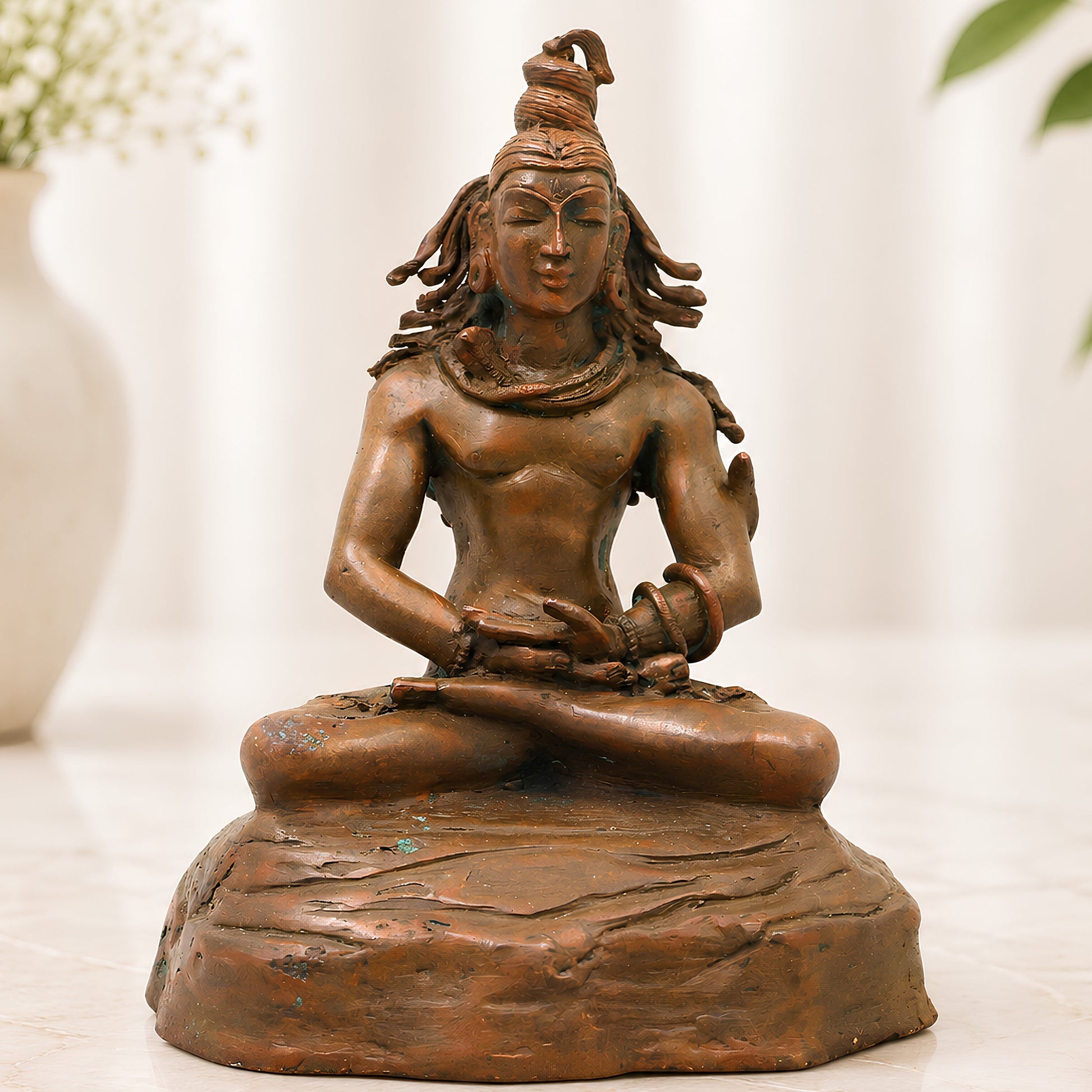 Bronze Shiva Mahadev Idol for Pooja, Home Decor, Temple & Spiritual Giftin, Brown, 6.5 Inch, 1 Piece