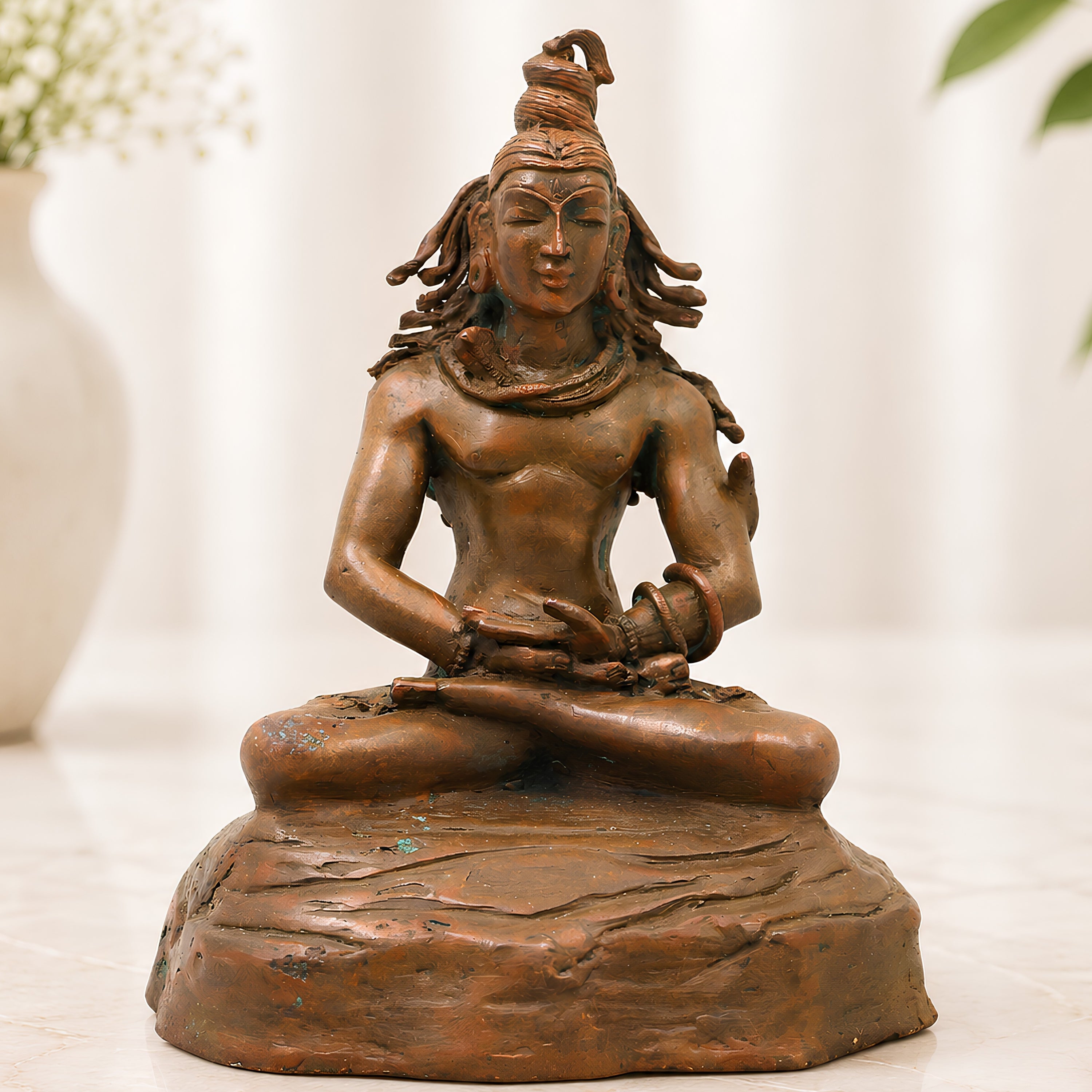 Bronze Shiva Mahadev Idol for Pooja, Home Decor, Temple & Spiritual Giftin, Brown, 6.5 Inch, 1 Piece