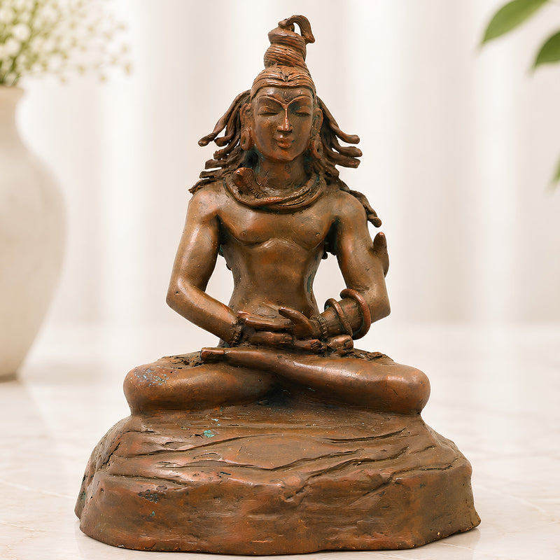 Bronze Shiva Mahadev Idol for Pooja, Home Decor, Temple & Spiritual Giftin, Brown, 6.5 Inch, 1 Piece