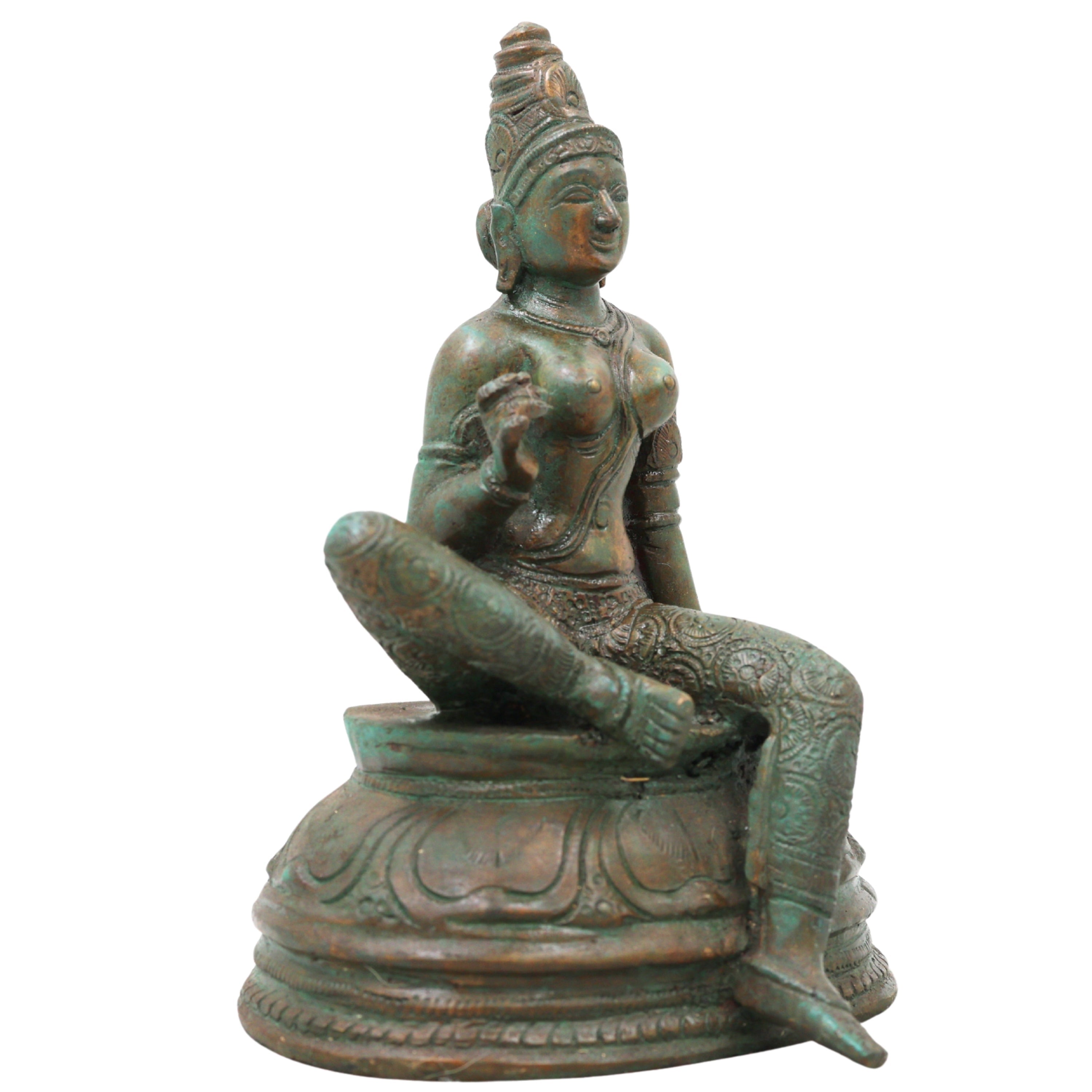 Bronze Bhogashakti Idol, Bhoga Shakti Devi Murti for Pooja, Home Decor, Gifting, Handcrafted Traditional Chola Art, Brown, 7.5 Inch, 1 Piece