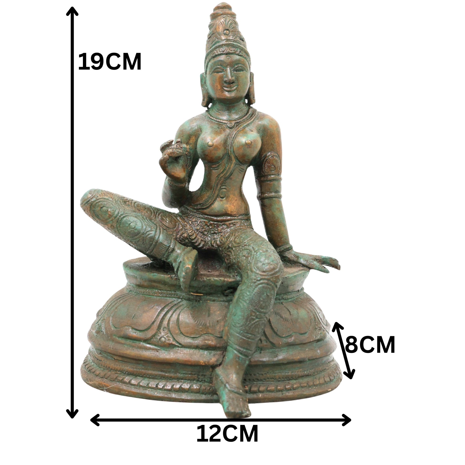 Bronze Bhogashakti Idol, Bhoga Shakti Devi Murti for Pooja, Home Decor, Gifting, Handcrafted Traditional Chola Art, Brown, 7.5 Inch, 1 Piece