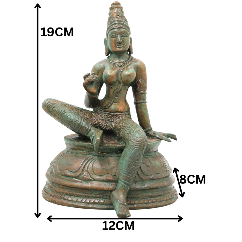 Bronze Bhogashakti Idol, Bhoga Shakti Devi Murti for Pooja, Home Decor, Gifting, Handcrafted Traditional Chola Art, Brown, 7.5 Inch, 1 Piece