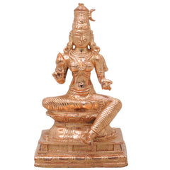 Bronze Parameshwari Idol, Mookambika, Rajarajeshwari Lalita Tripurasundari Murti for Pooja, Home Decor, Gifting, Handcrafted Chola Art, Gold, 6 Inch, 1 Piece