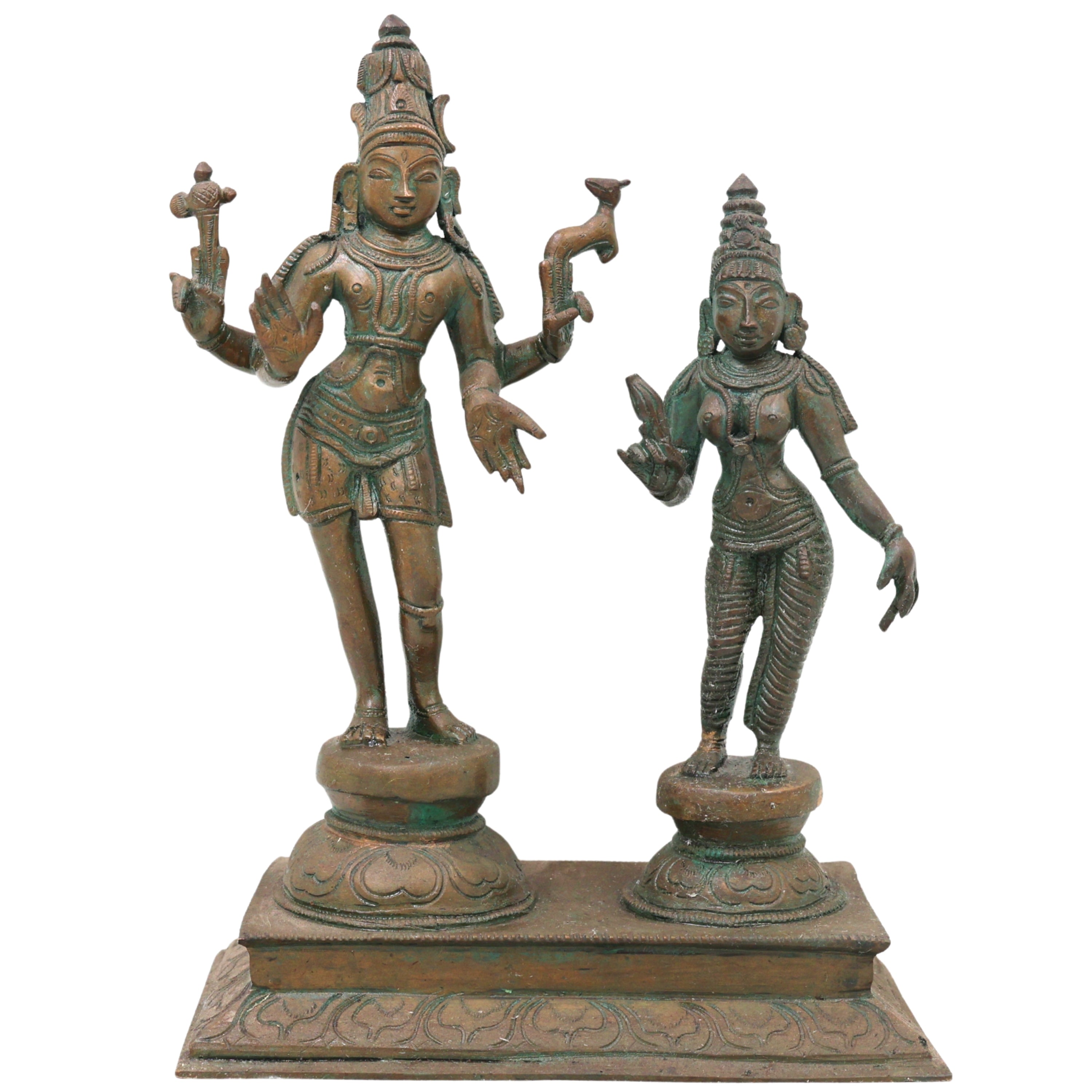 Bronze Shiva Parvati Idol, Handcrafted Uma Maheshwara Murti for Pooja, Home Decor & Spiritual Gifting, Brown, 10 Inch, 1 Piece