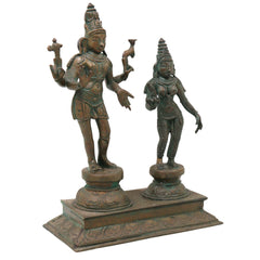 Bronze Shiva Parvati Idol, Handcrafted Uma Maheshwara Murti for Pooja, Home Decor & Spiritual Gifting, Brown, 10 Inch, 1 Piece