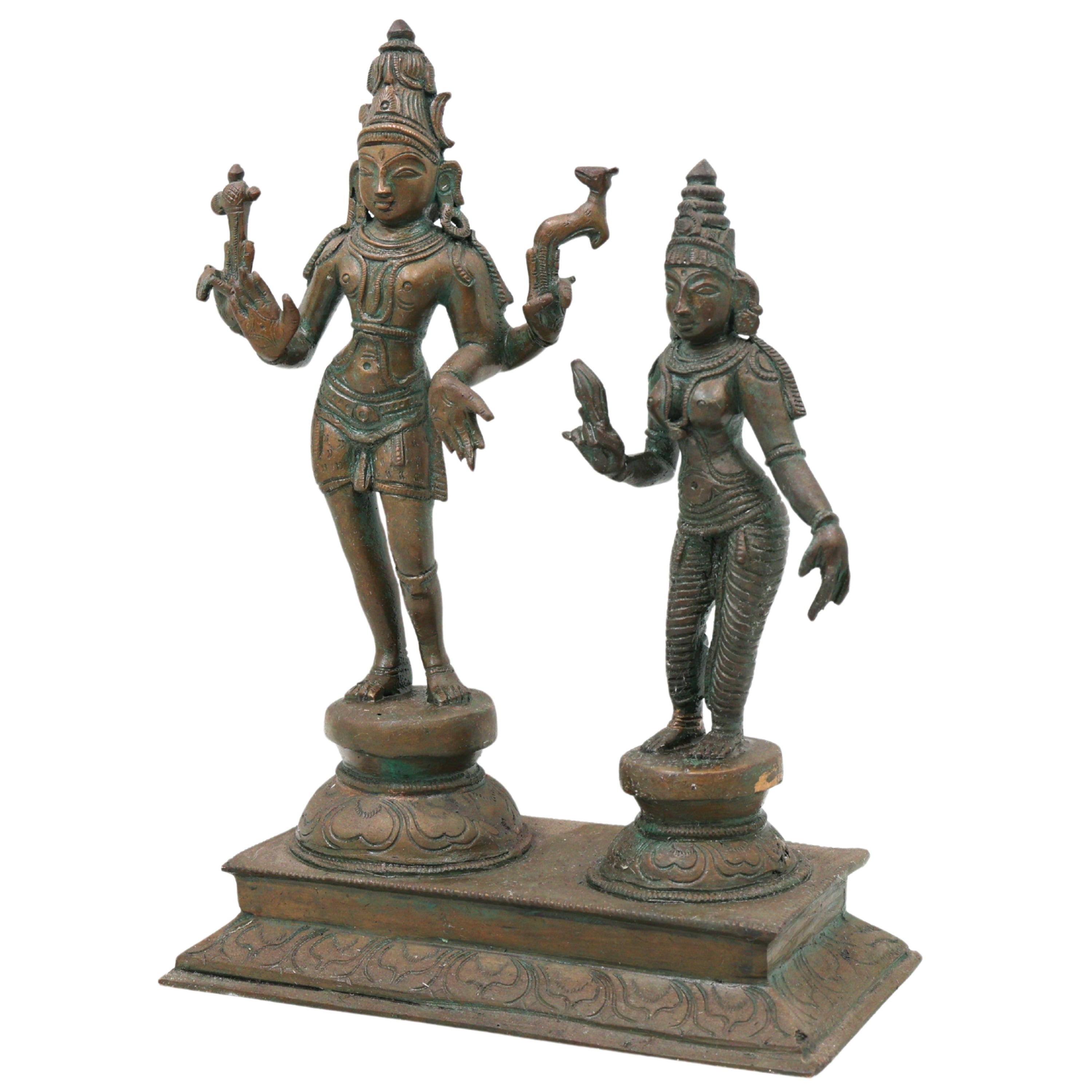 Bronze Shiva Parvati Idol, Handcrafted Uma Maheshwara Murti for Pooja, Home Decor & Spiritual Gifting, Brown, 10 Inch, 1 Piece