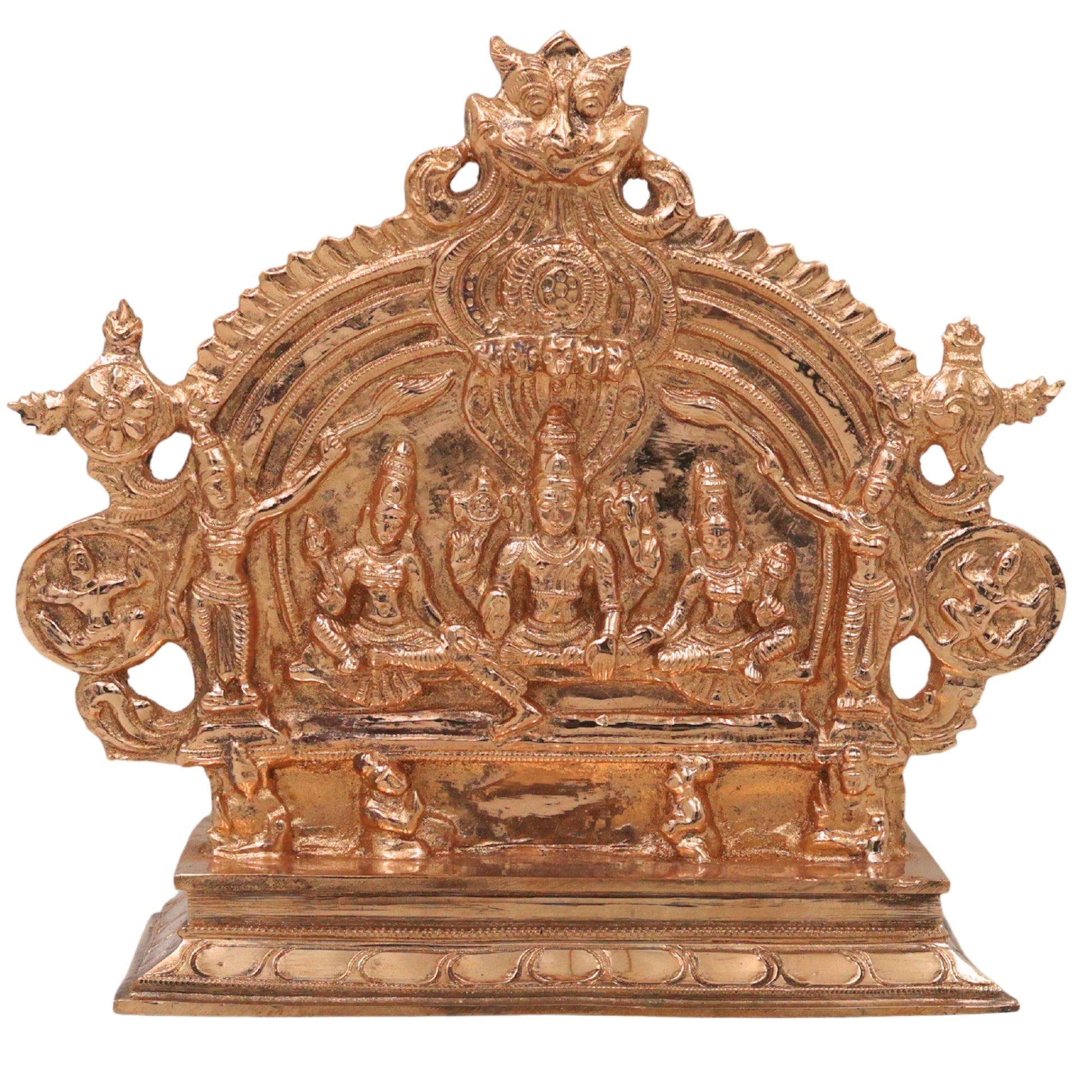 Bronze Vishnu Sridevi Bhudevi Idol, Handcrafted Chola Narayana Murti for Pooja, Temple, Home Decor & Spiritual Gifting, Gold, 7.5 Inch, 1 Piece