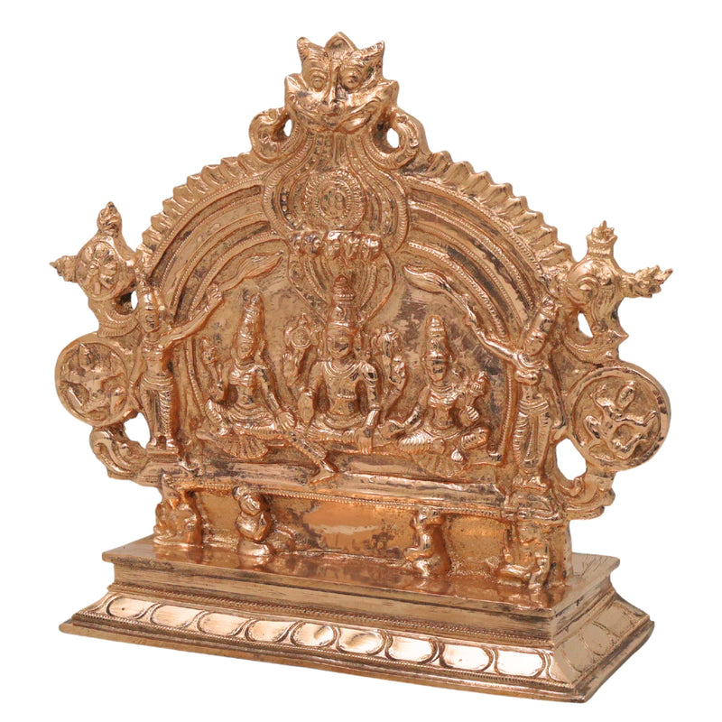 Bronze Vishnu Sridevi Bhudevi Idol, Handcrafted Chola Narayana Murti for Pooja, Temple, Home Decor & Spiritual Gifting, Gold, 7.5 Inch, 1 Piece
