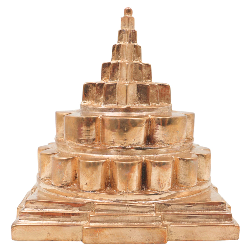 Bronze Mahameru Sri Chakra Yantra for Pooja, Vastu, Home Decor & Auspicious Gifting, Gold, 4.5 Inch, 1 Piece
