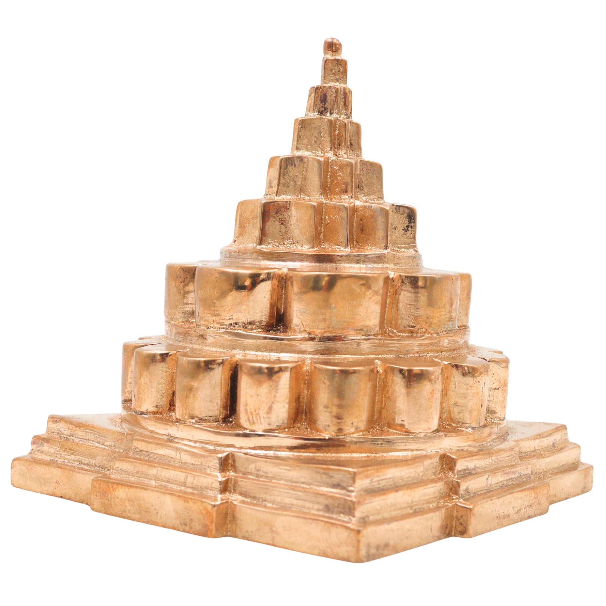Bronze Mahameru Sri Chakra Yantra for Pooja, Vastu, Home Decor & Auspicious Gifting, Gold, 4.5 Inch, 1 Piece