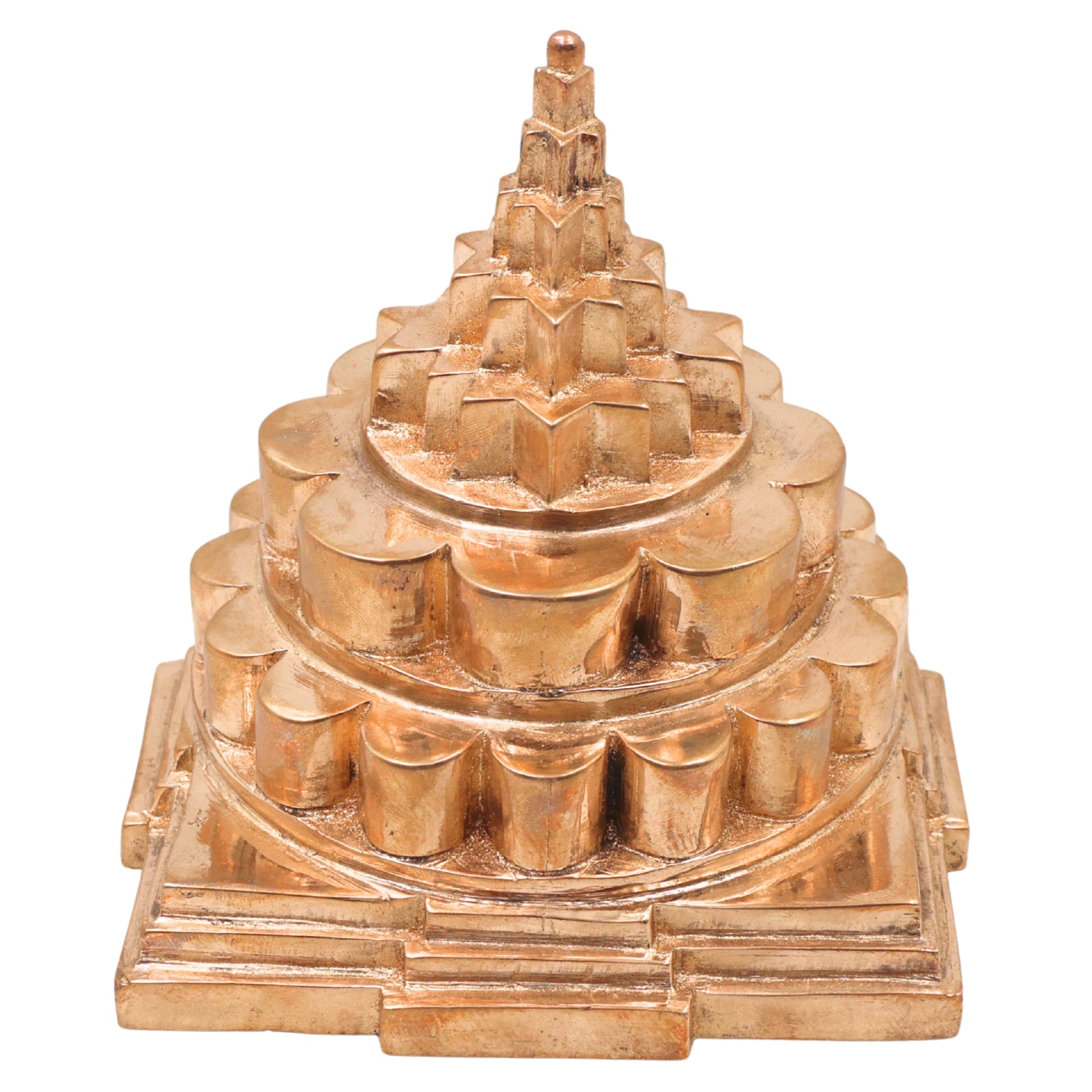 Bronze Mahameru Sri Chakra Yantra for Pooja, Vastu, Home Decor & Auspicious Gifting, Gold, 4.5 Inch, 1 Piece