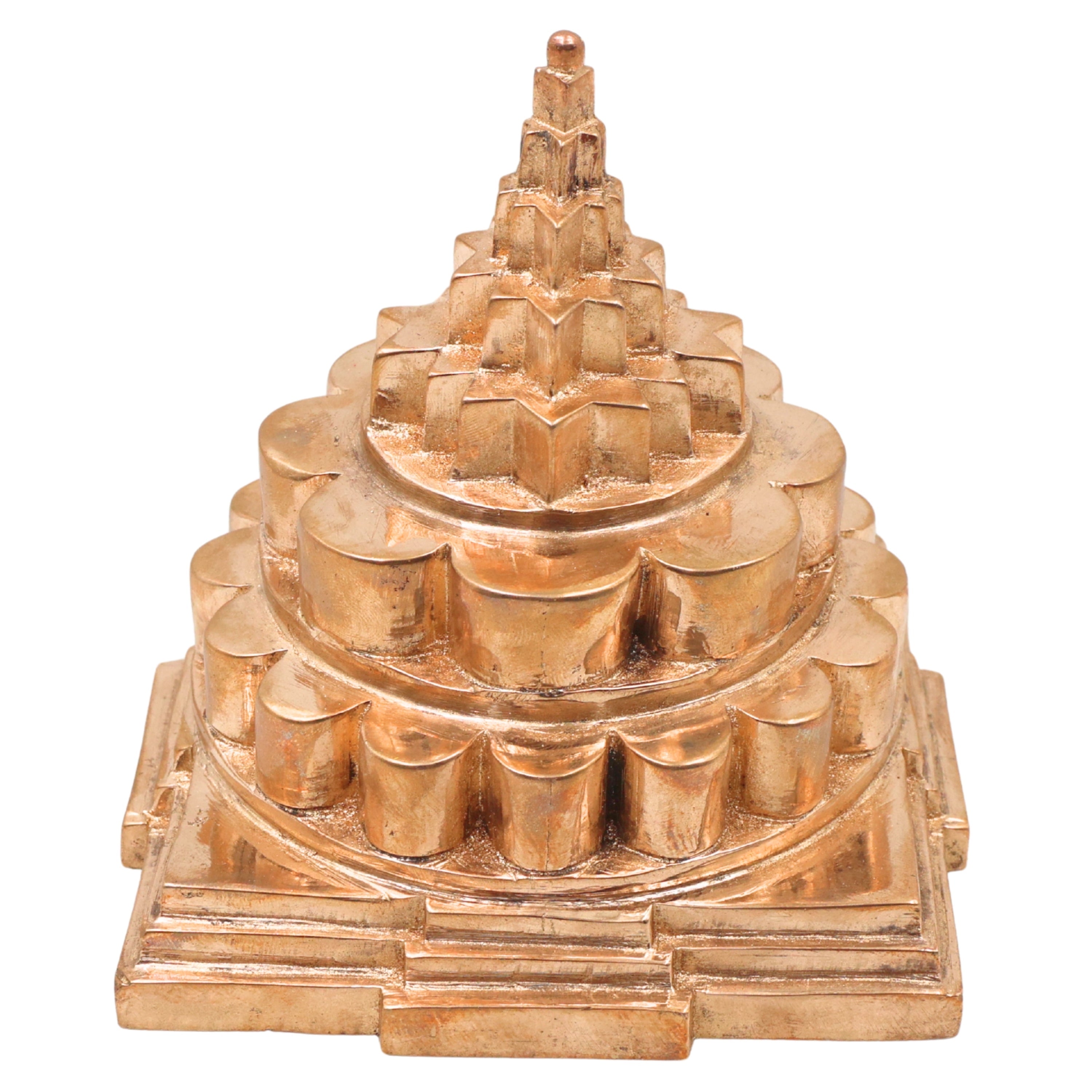 Bronze Mahameru Sri Chakra Yantra for Pooja, Vastu, Home Decor & Auspicious Gifting, Gold, 4.5 Inch, 1 Piece
