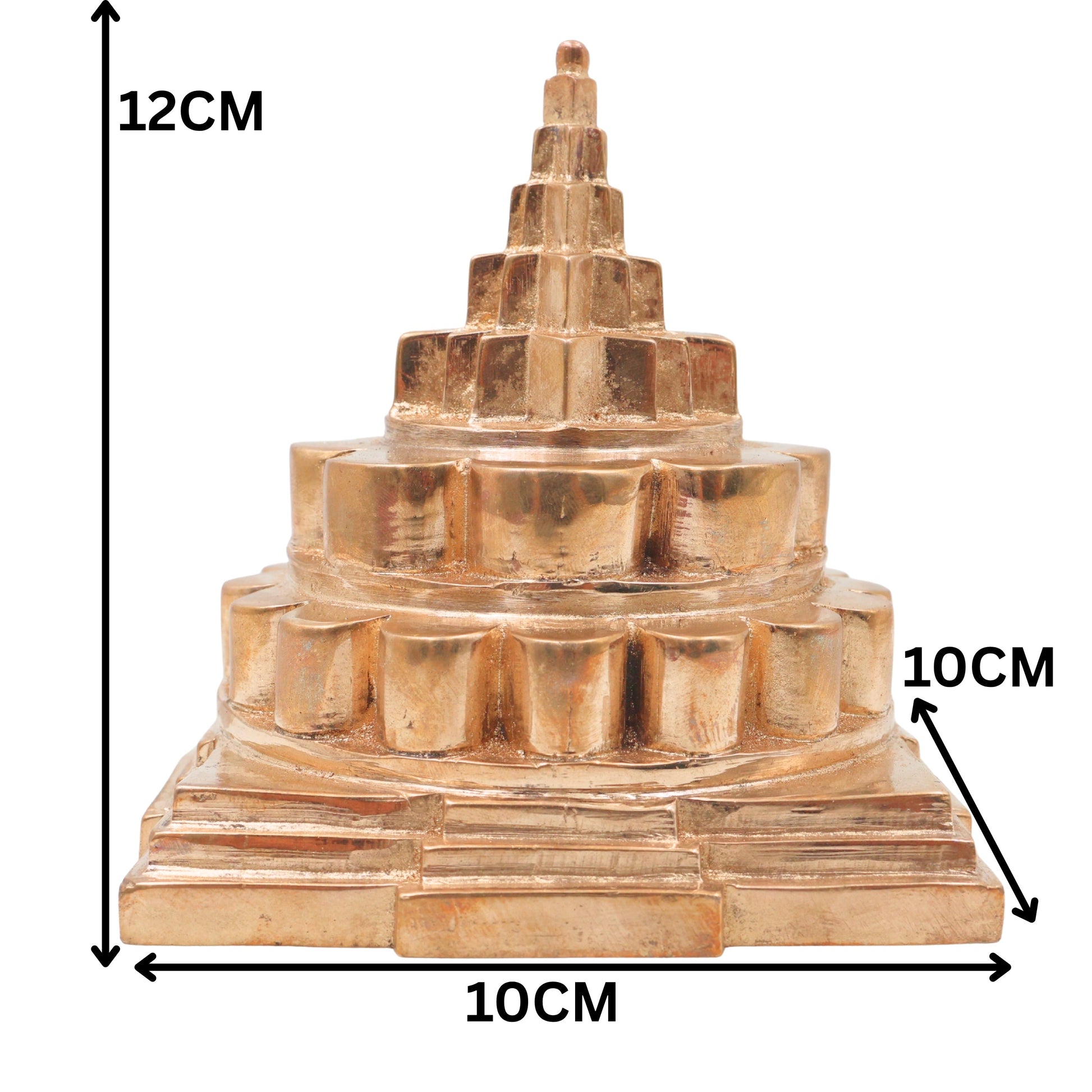 Bronze Mahameru Sri Chakra Yantra for Pooja, Vastu, Home Decor & Auspicious Gifting, Gold, 4.5 Inch, 1 Piece