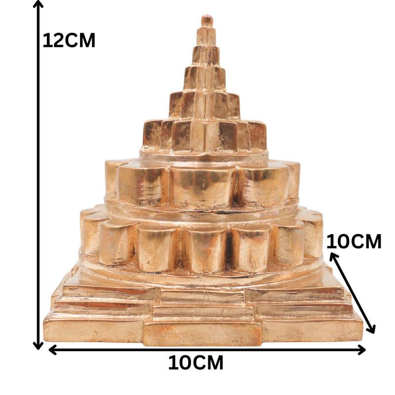 Bronze Mahameru Sri Chakra Yantra for Pooja, Vastu, Home Decor & Auspicious Gifting, Gold, 4.5 Inch, 1 Piece