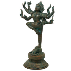 Bronze Gajasura Mardhan Shiva Idol, Handcrafted Chola Gajasamhara Mahadeva Murti for Pooja, Home Decor & Gifting, Brown, 12 Inch, 1 Piece