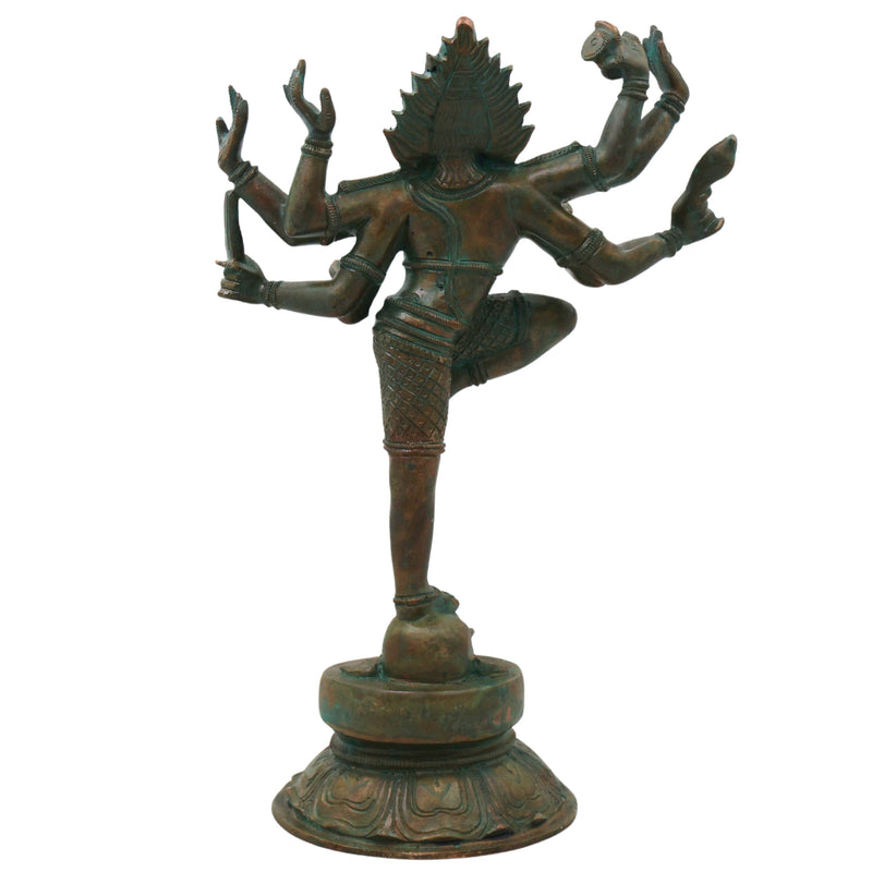 Bronze Gajasura Mardhan Shiva Idol, Handcrafted Chola Gajasamhara Mahadeva Murti for Pooja, Home Decor & Gifting, Brown, 12 Inch, 1 Piece