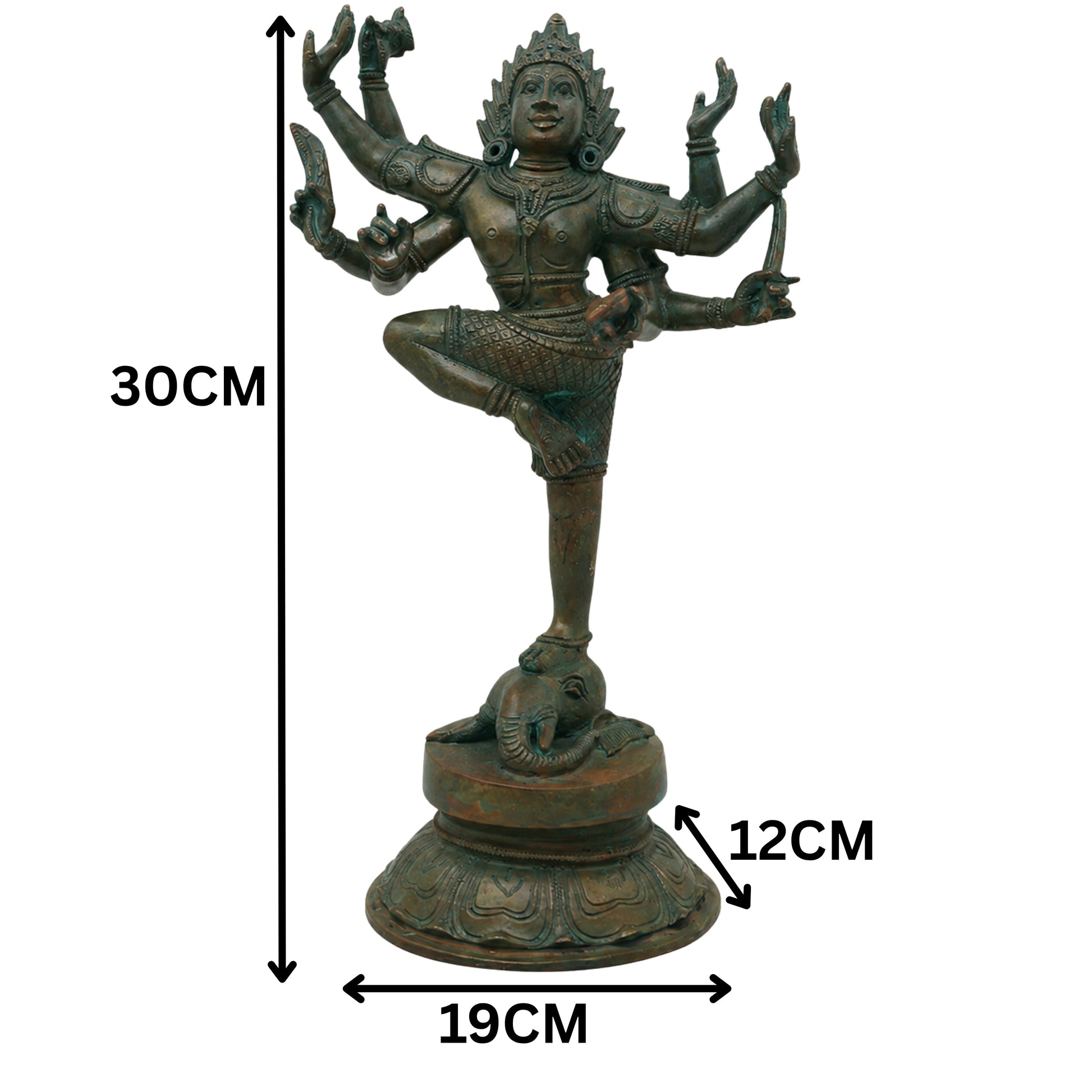 Bronze Gajasura Mardhan Shiva Idol, Handcrafted Chola Gajasamhara Mahadeva Murti for Pooja, Home Decor & Gifting, Brown, 12 Inch, 1 Piece