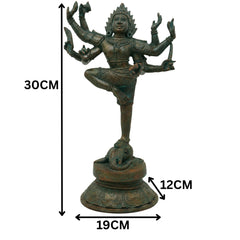 Bronze Gajasura Mardhan Shiva Idol, Handcrafted Chola Gajasamhara Mahadeva Murti for Pooja, Home Decor & Gifting, Brown, 12 Inch, 1 Piece
