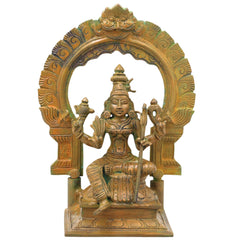 Bronze Rajarajeswari Idol, Handcrafted Lalita Tripura Sundari Devi Murti for Pooja, Home Decor & Gifting, Brown, 10 Inch, 1 Piece