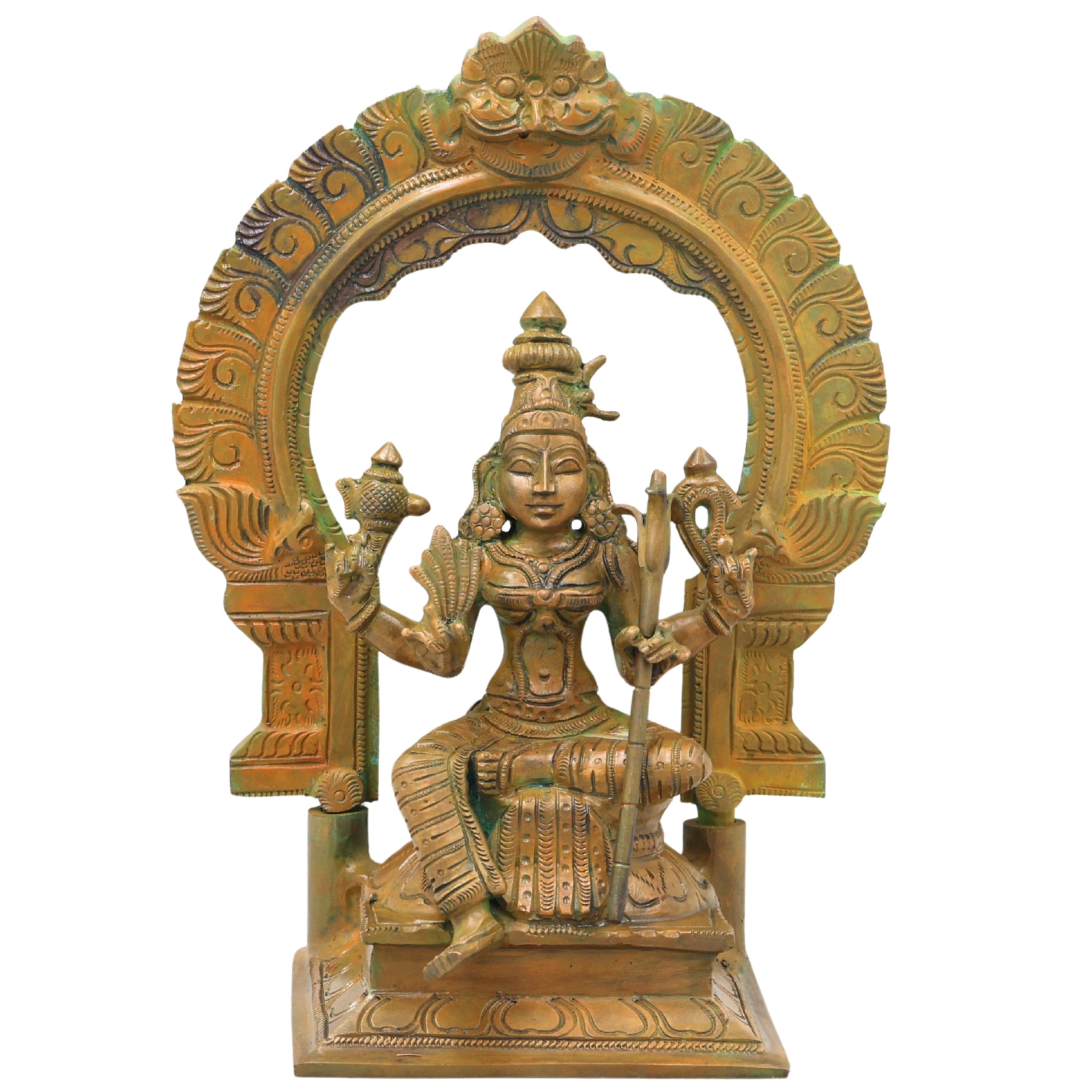 Bronze Rajarajeswari Idol, Handcrafted Lalita Tripura Sundari Devi Murti for Pooja, Home Decor & Gifting, Brown, 10 Inch, 1 Piece