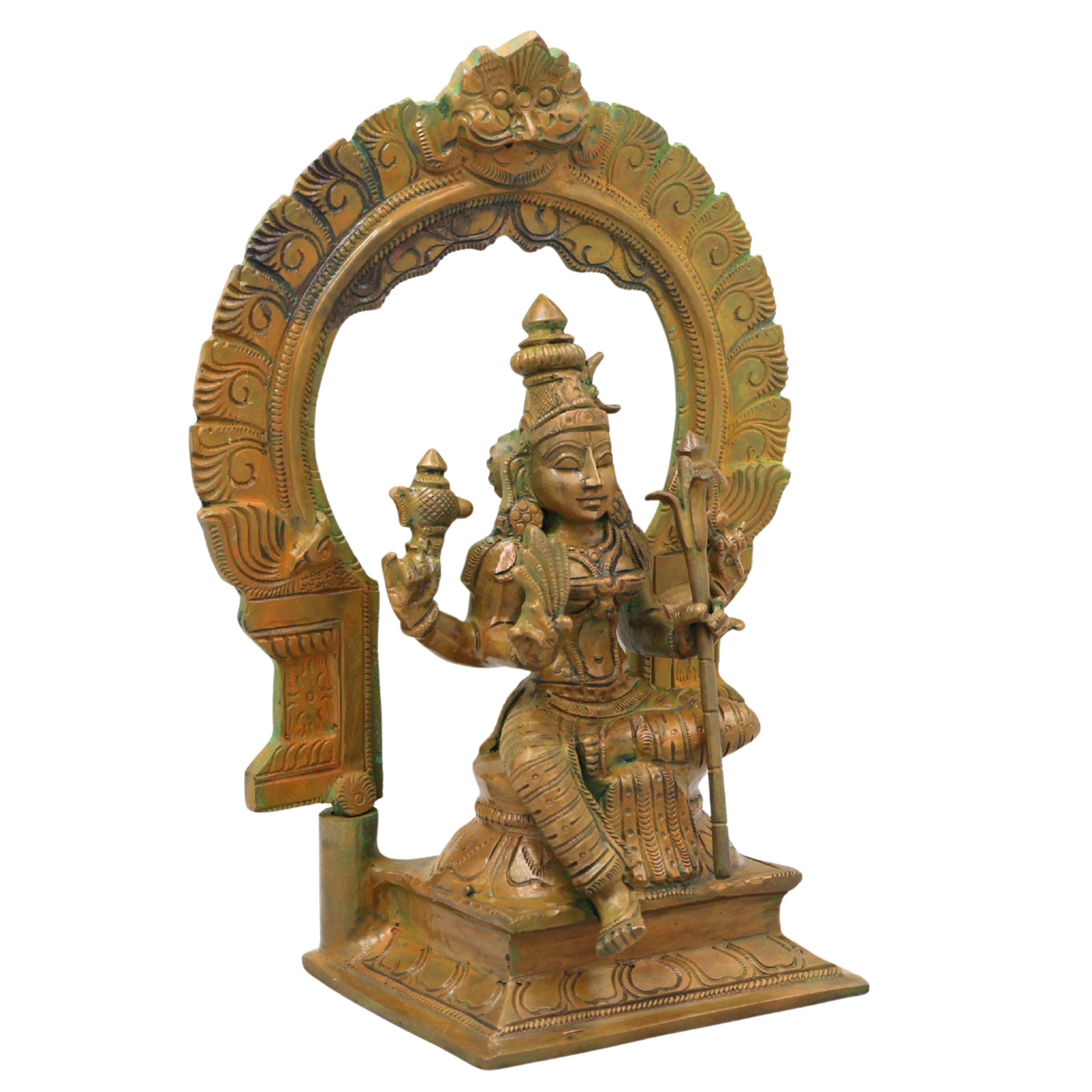 Bronze Rajarajeswari Idol, Handcrafted Lalita Tripura Sundari Devi Murti for Pooja, Home Decor & Gifting, Brown, 10 Inch, 1 Piece