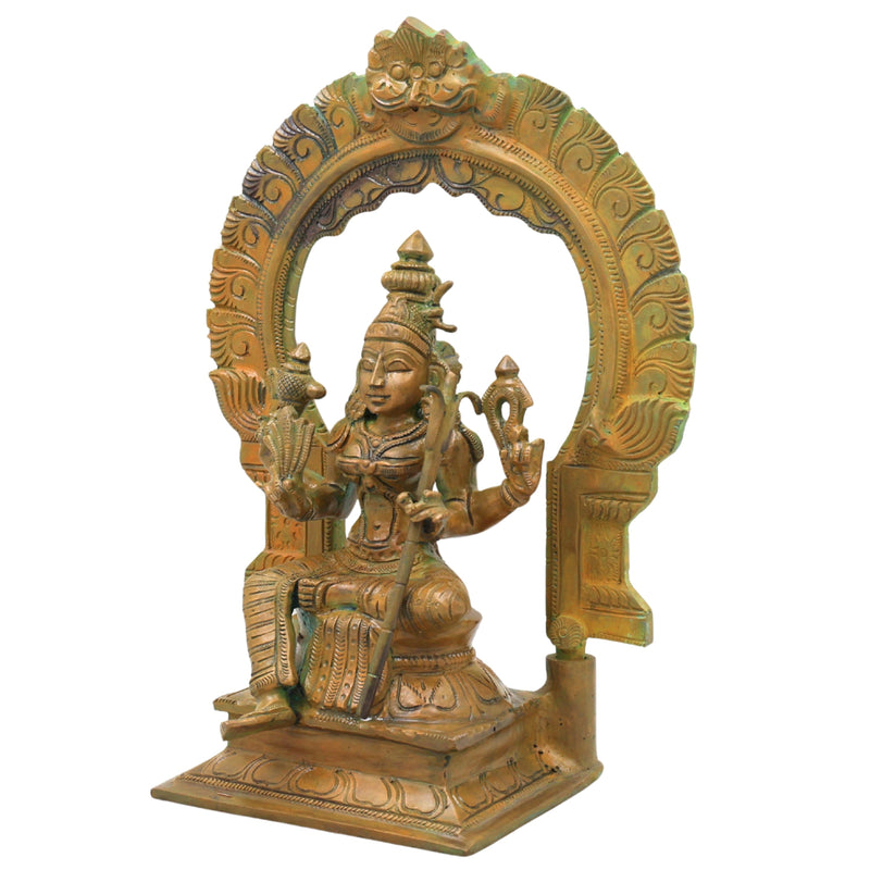 Bronze Rajarajeswari Idol, Handcrafted Lalita Tripura Sundari Devi Murti for Pooja, Home Decor & Gifting, Brown, 10 Inch, 1 Piece