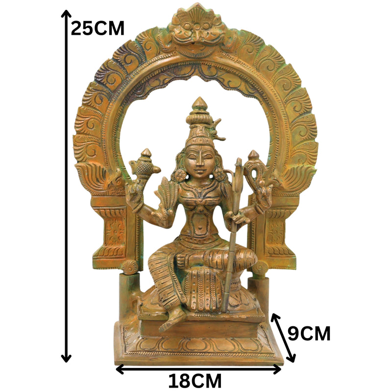 Bronze Rajarajeswari Idol, Handcrafted Lalita Tripura Sundari Devi Murti for Pooja, Home Decor & Gifting, Brown, 10 Inch, 1 Piece
