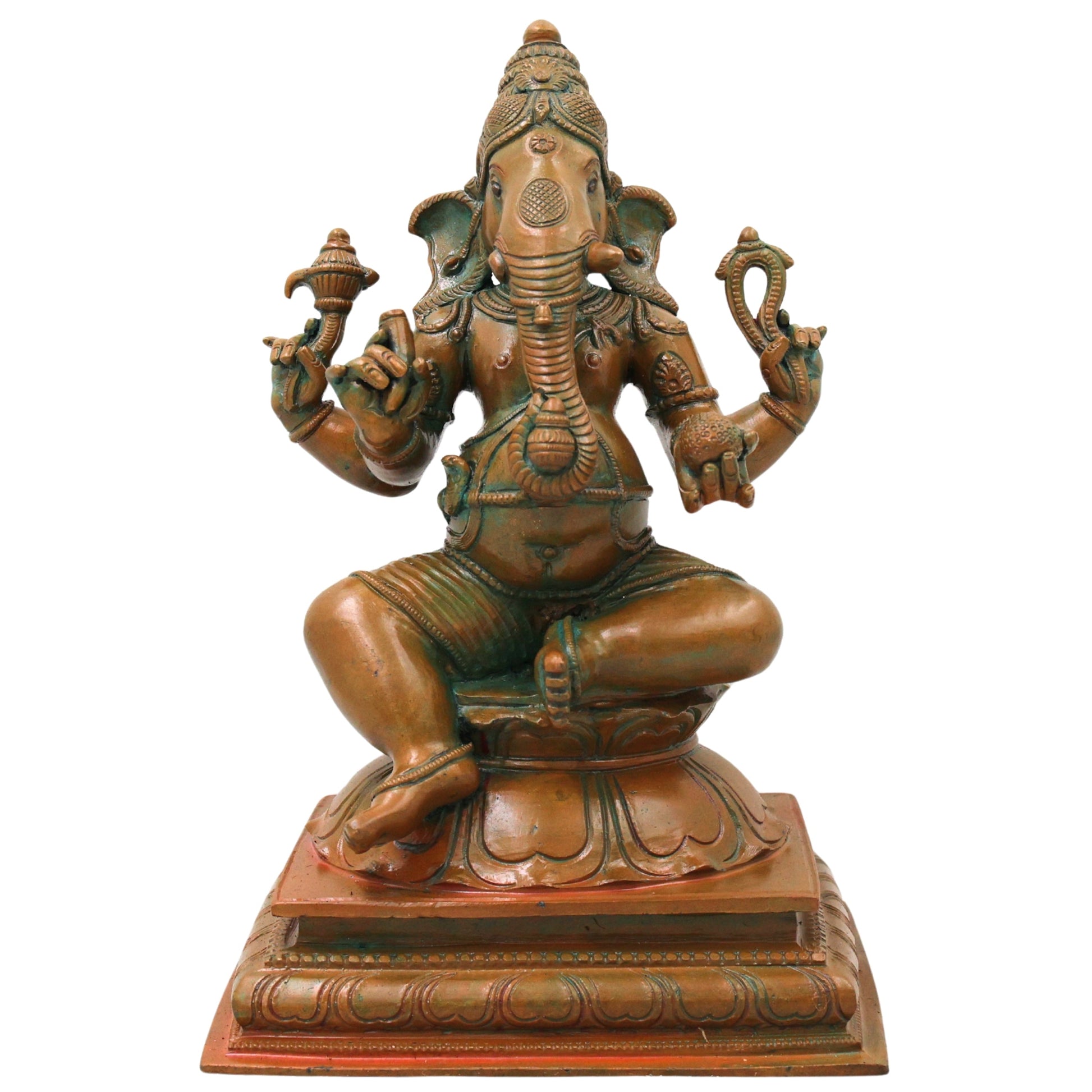 Bronze Ganapati Idol Handcrafted Lord Ganesha Vinayaka Murti for Pooja, Home Decor, Temple & Gifting, Brown, 9 Inch, 1 Piece
