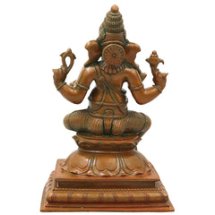 Bronze Ganapati Idol Handcrafted Lord Ganesha Vinayaka Murti for Pooja, Home Decor, Temple & Gifting, Brown, 9 Inch, 1 Piece