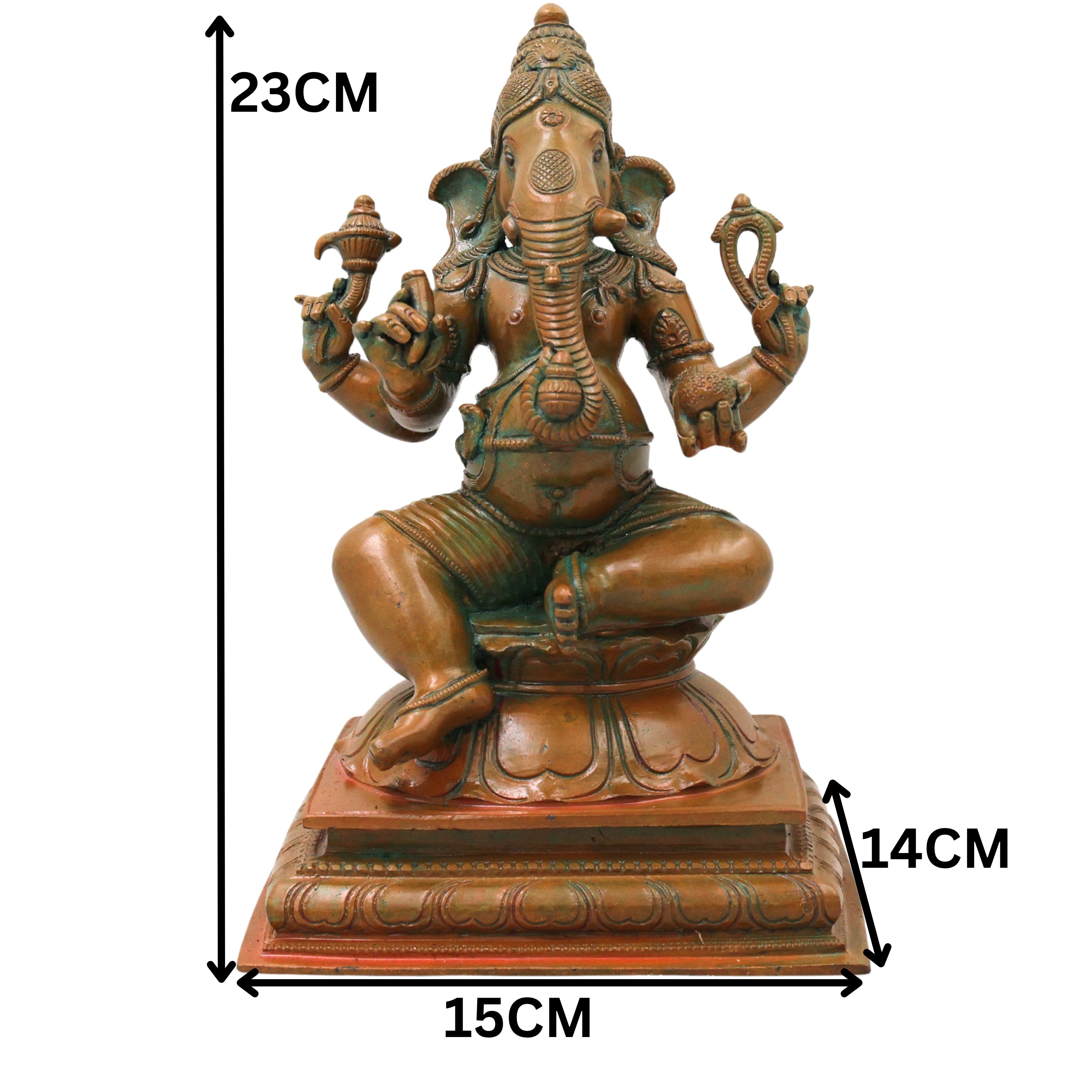 Bronze Ganapati Idol Handcrafted Lord Ganesha Vinayaka Murti for Pooja, Home Decor, Temple & Gifting, Brown, 9 Inch, 1 Piece