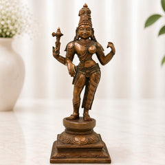 Bronze Ardhanarishwara Idol, Shiva Shakti Murti for Pooja, Home Decor, Temple & Gifting, Brown, 12.5 Inch, 1 Piece
