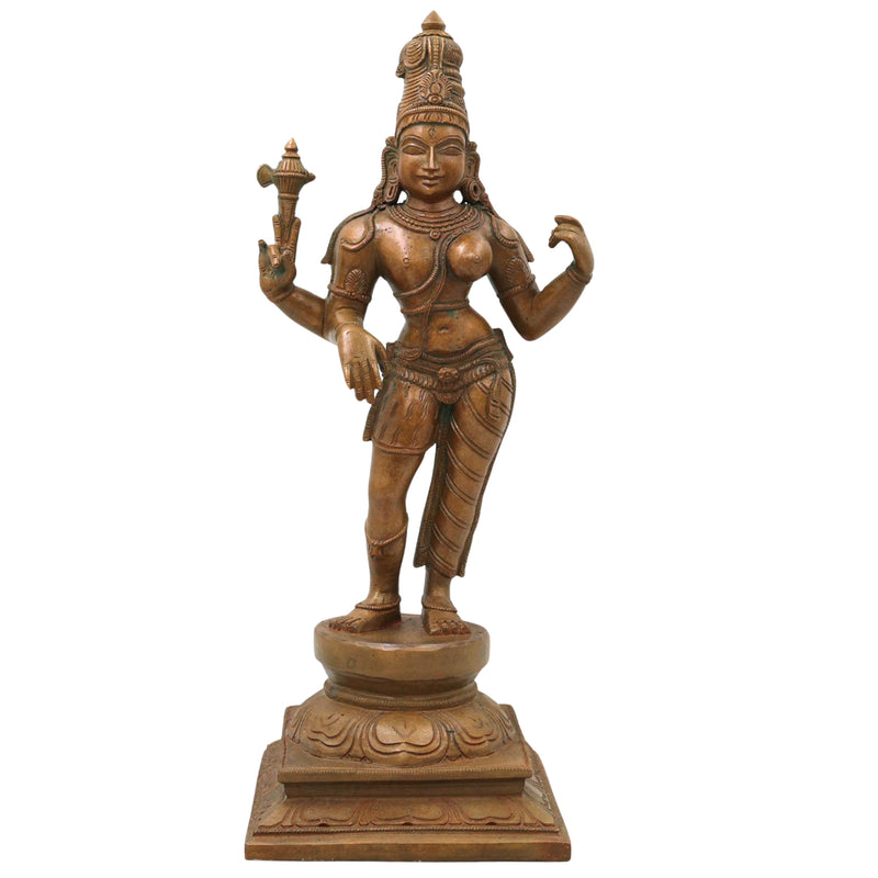 Bronze Ardhanarishwara Idol, Shiva Shakti Murti for Pooja, Home Decor, Temple & Gifting, Brown, 12.5 Inch, 1 Piece