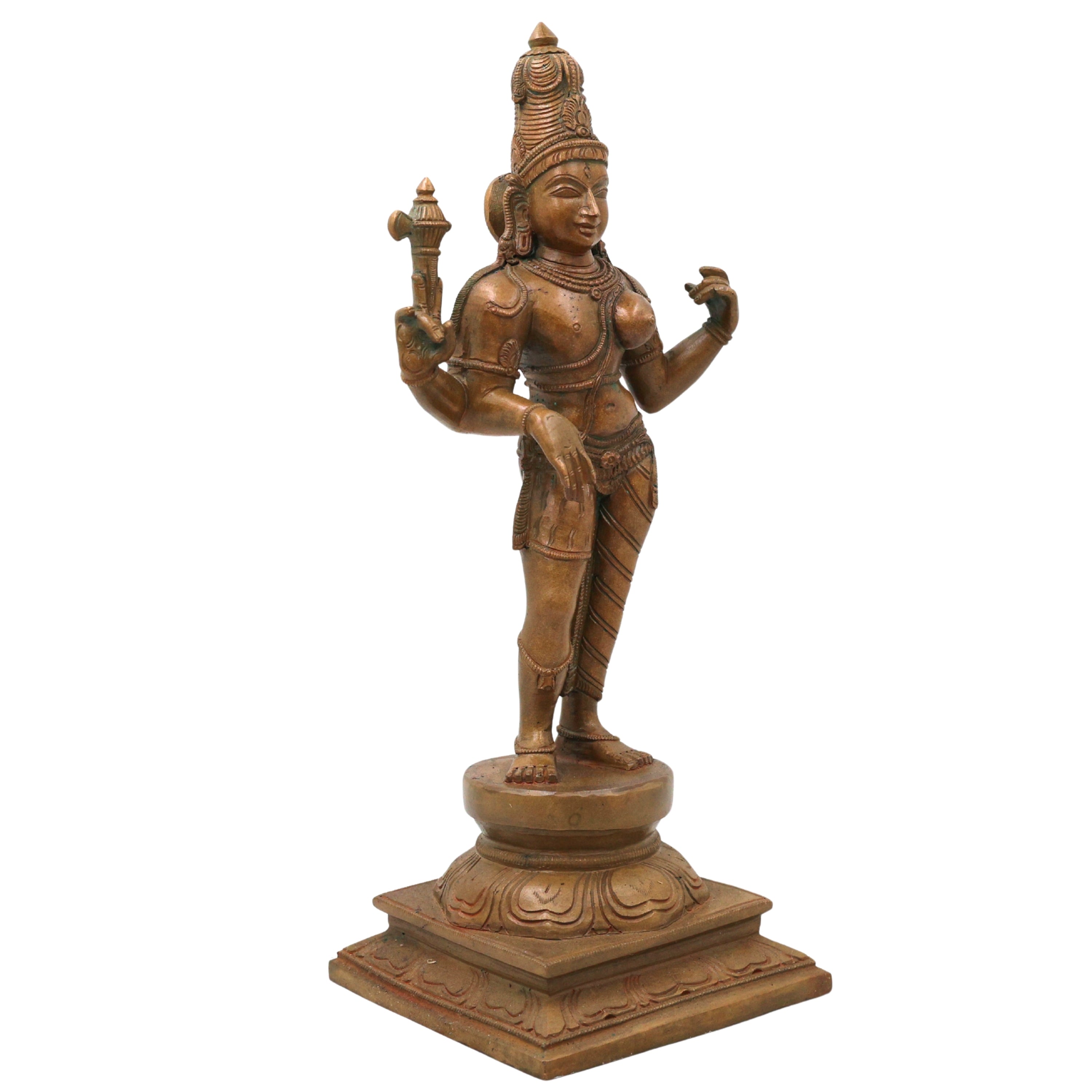 Bronze Ardhanarishwara Idol, Shiva Shakti Murti for Pooja, Home Decor, Temple & Gifting, Brown, 12.5 Inch, 1 Piece